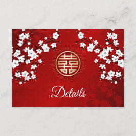 Cartão De Informações Detalhes do Casamento Chinês do Flor de Cereja Bra