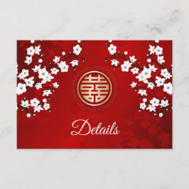 Cartão De Informações Detalhes do Casamento Chinês do Flor de Cereja Bra