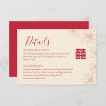 Detalhes do casamento chinês floral vermelho e beg