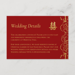 Cartão De Informações Detalhes do casamento chinês na fronteira floral d