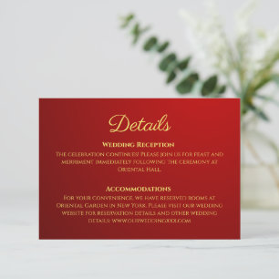 Cartão De Informações Detalhes do casamento chinês vermelho escuro gradi