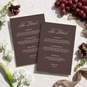 Cartão De Informações Detalhes do Casamento Chocolate Brown