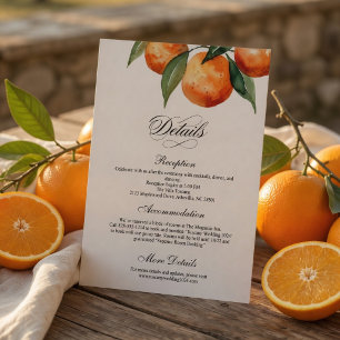 Cartão De Informações Detalhes do Casamento Citrus Laranja Mediterrâne