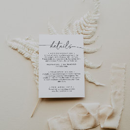 Cartão De Informações Detalhes do Casamento Clássico Branco Negro