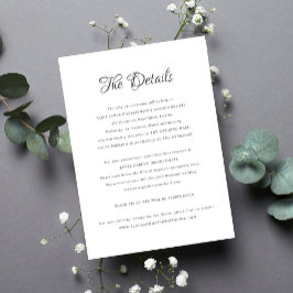 Cartão De Informações Detalhes do casamento clássico de caligrafia forma