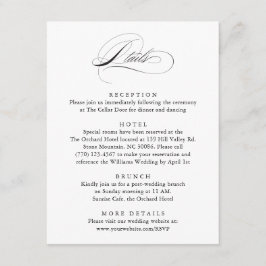 Cartão De Informações Detalhes do Casamento Clássico do Script Elegante 