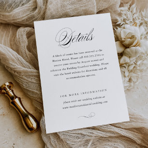 Cartão De Informações Detalhes do Casamento Clássico do Script Elegante 