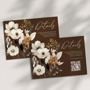 Cartão De Informações Detalhes do Casamento Código QR Floral Boho Wildfl