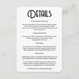 Cartão De Informações Detalhes do Casamento Código Qr Simples Chic Preto