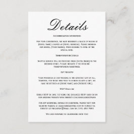 Cartão De Informações Detalhes do Casamento Código Qr Simples Chic Preto