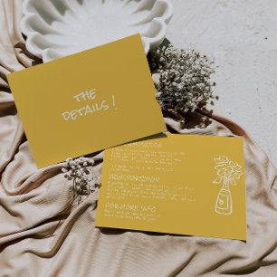 Cartão De Informações Detalhes do Casamento Colorido Amarelo Desenhado n