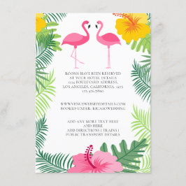 Cartão De Informações Detalhes do Casamento Colorido de Flamingo Rosa Tr