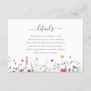 Cartão De Informações Detalhes do Casamento Colorido de Primavera de Flo