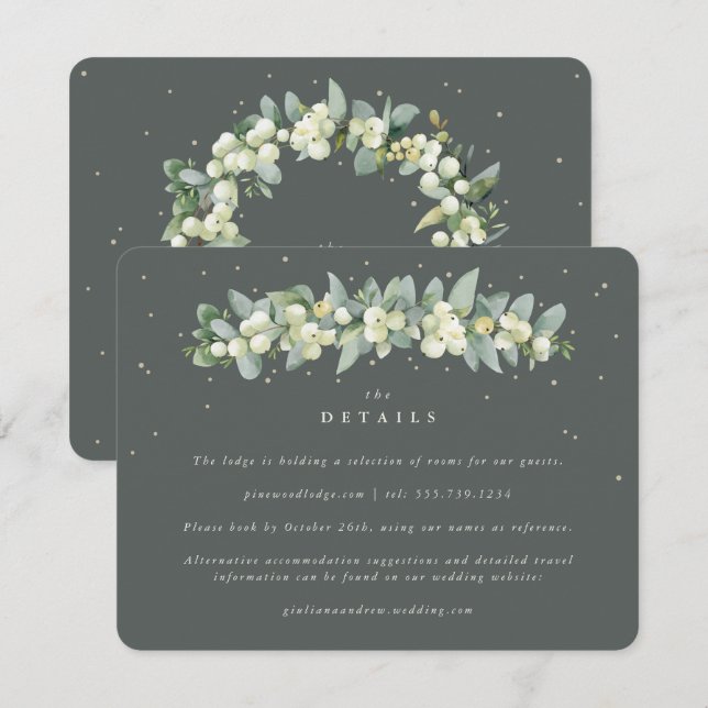 Cartão De Informações Detalhes do Casamento com a Grinalda de Green Snow (Frente/Verso)
