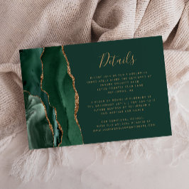 Cartão De Informações Detalhes do Casamento com Ágata Dourada Verde Esme