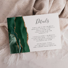 Cartão De Informações Detalhes do Casamento com Ágata Esmeralda Verde Do