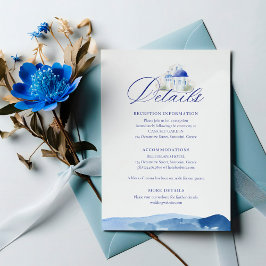 Cartão De Informações Detalhes do Casamento com Aquarela da Grécia Santo