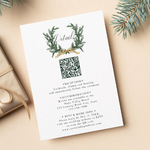 Cartão De Informações Detalhes do Casamento com Arco de Ouro e Coroa de