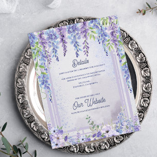 Cartão De Informações Detalhes do Casamento com Arco Floral de Lavanda W