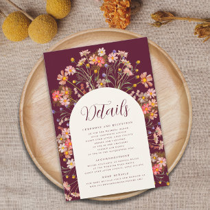 Cartão De Informações Detalhes do Casamento com Arco Floral Rústico de O