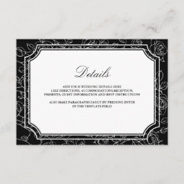 Cartão De Informações Detalhes do Casamento com Arte de Linha Preta Vito