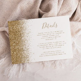 Cartão De Informações Detalhes do Casamento com Brilho em Ouro Branco