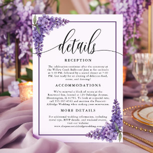 Cartão De Informações Detalhes do Casamento com Cantos de Flor de Wister