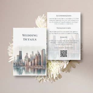 Cartão De Informações Detalhes do Casamento com Código QR da Silhueta de