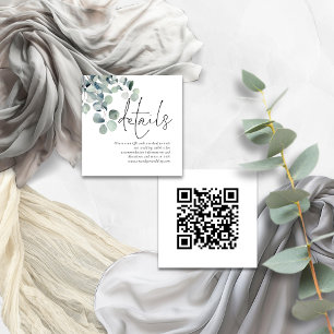 Cartão De Informações Detalhes do Casamento com Código QR de Eucalipto S