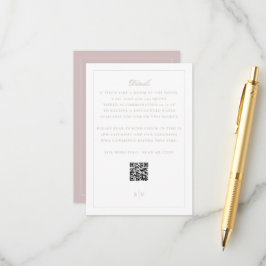 Cartão De Informações Detalhes do Casamento com Código QR Rosa Elegante