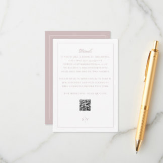 Cartão De Informações Detalhes do Casamento com Código QR Rosa Elegante