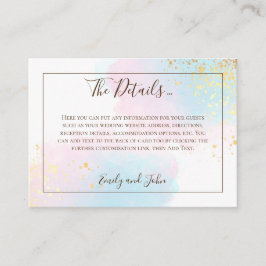 Cartão De Informações Detalhes do Casamento com Confetes Dourados e Aqua