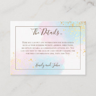 Cartão De Informações Detalhes do Casamento com Confetes Dourados e Aqua