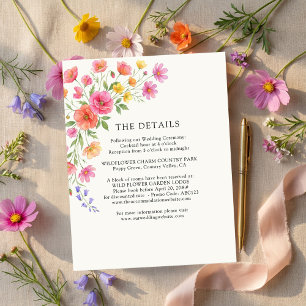 Cartão De Informações Detalhes do Casamento com Flores Cor de Laranja Ro