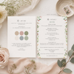 Cartão De Informações Detalhes do Casamento com Flores Silvestres & Cart