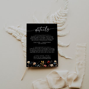 Cartão De Informações Detalhes do Casamento com Flores Silvestres Multic