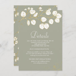 Cartão De Informações Detalhes do Casamento com Folhas de Eucalipto Verd