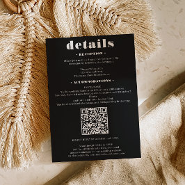 Cartão De Informações Detalhes do casamento com fonte escura Código Qr p