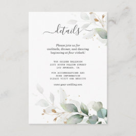 Cartão De Informações Detalhes do Casamento com Granja Dourada de Aquare