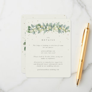 Cartão De Informações Detalhes do Casamento com Grinalda de Neve Creme +
