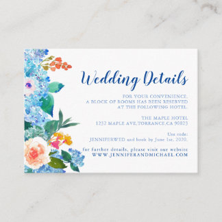 Cartão De Informações "Detalhes do Casamento com Hortênsias em Aquarela