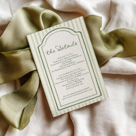 Cartão De Informações Detalhes do Casamento com Listras Verdes