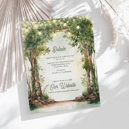 Cartão De Informações Detalhes do Casamento com Luzes de Corda do Jardim