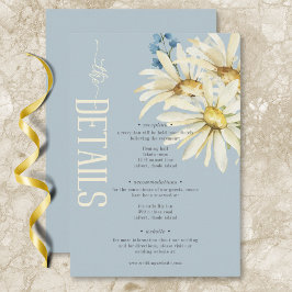Cartão De Informações Detalhes do Casamento com Margaridas Rústicas em A