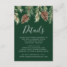 Cartão De Informações Detalhes do Casamento com Pinecone da Aquarela de 