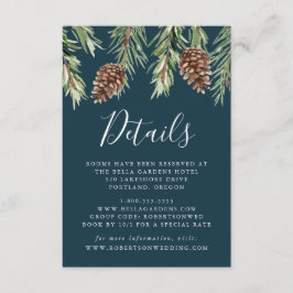 Cartão De Informações Detalhes do Casamento com Pinecone da Aquarela de 