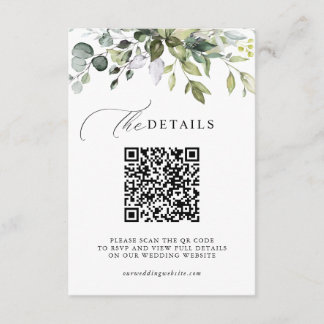 Cartão De Informações Detalhes do Casamento com QR Code para RSVP com Ve