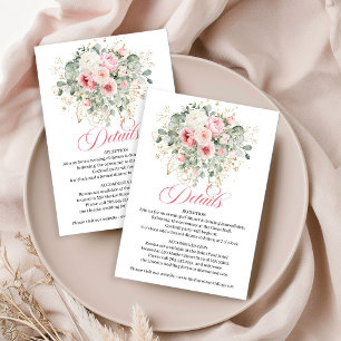 Cartão De Informações Detalhes do Casamento com Rosas Vermelhas Sofistic
