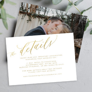 Cartão De Informações Detalhes do casamento com script de caligrafia de 