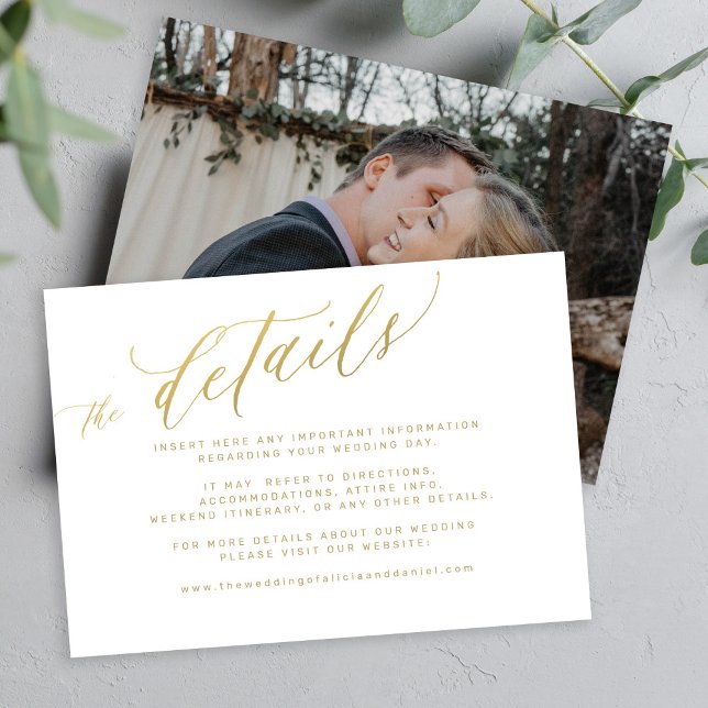 Cartão De Informações Detalhes do casamento com script de caligrafia de  (Criador carregado)